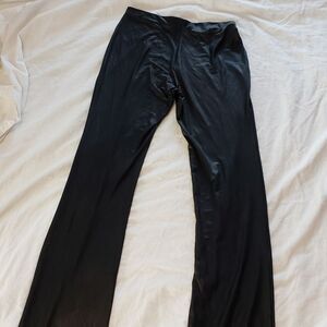 Hot Papaya Y2K Charcoal Black Satin Sheen Flare Party Pants High Waist Women XS
